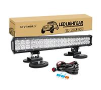 SKYWORLD 51 cm 20 pouces 126W led light barre avec 12v faisceau de câblage kit, 2 pcs aimanté support, Barre d'éclairage led pour offroad Véhicules Voiture camions SUV 4x4, 6000K