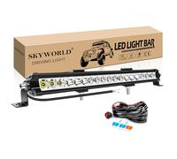 SKYWORLD 51 cm 20 pouces 60W Slim Barre Led 4x4 avec 12V faisceau de câblage kit, Longue portée Barre lumineuse led, Straight leds light bar pour Offroad Véhicules Voiture camions ATV UTE SUV, 6000K