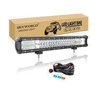 SKYWORLD 51cm 20" 288W Straight led light barre avec 12V câblage kit, barre d'éclairage led, barre lumineuse led pour offroad véhicules voiture camions atv suv 4x4, 6000K feu antibrouillard