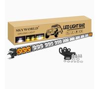 SKYWORLD 54 pouces 137cm 300W Barre de led 4x4 Rampe 12V 24V, Bicolore Ambre blanc Barre d'éclairage LED, Longue portee Barre Lumineuse LED pour Offroad Camion SUV ATV Véhicules, feu antibrouillard