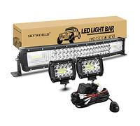 SKYWORLD 56 cm 22" 270W Barre Led Incurvé avec 2pcs 10 cm 60W Phare de Travail et faisceau de câblage kit rampe de phare led pour 4x4 Offroad Voiture Véhicule Camion Tracteur Quad Bateau