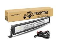 SKYWORLD 56 cm 270W Barre Lumineuse LED Lampe de Travail Incurvé Combo Faisceau de Spot D'inondation DC 12V-24V 6000K avec Faisceau de câbles Atvs Utvs 4x4 Camion Tracteur Offroad Véhicules
