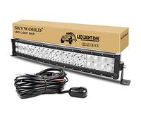 SKYWORLD 56cm 120W Slim incurvée Barre de led 4x4 Rampe avec 12V faisceau de câblage kit, Longue Portee Barre lumineuse led pour Off Road Camion Tracteur Voitures Véhicules SUV Quad
