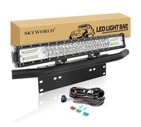 SKYWORLD 59 cm 324W LED Light Barre avec 12V Câblage et Support de Plaque | 23 Pouces 3 rangée Barre Led et Rocker Câblage, Support Pare-chocs Avant Bar pour 4x4 Off Road Camion Véhicule Voiture SUV