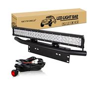 SKYWORLD 59cm 144W Led Light Barre Rampe 12V, Longue Portee barre d'éclairage led avec support de plaque d'immatriculation noire et faisceau de câblage pour 4x4 Off Road Camion Véhicule Voiture