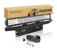 SKYWORLD 59cm 324W Etanche LED Light Barre 12V avec Faisceau de Câblage kit et Support de Plaque d'immatriculation, Triple rangée Feux antibrouillard LED pour 4x4 Off Road Camion Véhicule Voiture