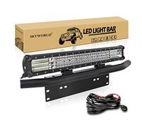 SKYWORLD 59cm 570W LED Light Barre 12V Rampe 4x4, Longue Portee Barre Lumineuse LED avec Support de Plaque d'immatriculation Noire et Faisceau de câblage pour Off Road Camion Véhicules Voitures