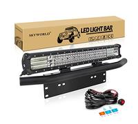 SKYWORLD 59cm 570W LED Light Barre Rampe 12V, Longue Portee Barre d'éclairage LED avec Support de Plaque d'immatriculation Noire et Faisceau de câblage pour 4x4 Off Road Camion Véhicule Voiture