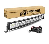 SKYWORLD 82 cm 405W Barre lumineuse LED Lampe de travail Incurvé Combo Faisceau de Spot D'inondation DC 12V-24V 6000K avec faisceau de câbles Atvs Utvs 4x4 Camion Tracteur Offroad Véhicules