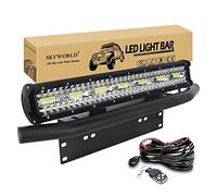 SKYWORLD 8D 50 cm 420W barre de led avec 12V stroboscopique faisceau de câblage kit et support de plaque d'immatriculation pour 4x4 offroad Véhicules Voiture camions hors route, feu antibrouillard