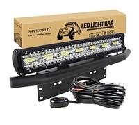 SKYWORLD 8D 50 cm 420W Barre Led + 58 cm support plaque immatriculation, Rampe led bar 4x4 Longue Portée Barre Lumineuse avec faisceau de câblage pour Voiture Camion Hors Route