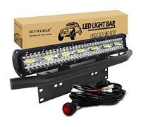 SKYWORLD 8D 50 cm 420W Barre Led avec 12V faisceau de câblage et 58 cm support plaque immatriculation, Rampe led bar 4x4 Longue Portée Barre Lumineuse pour Voiture Camion Hors Route