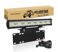 SKYWORLD 8D 50 cm 420W Barre Led Rampe Bar avec Support de Montage Plaque d'immatriculation et 12V Faisceau de câblage kit pour Offroad Véhicule Voiture camion 4x4 Hors Route