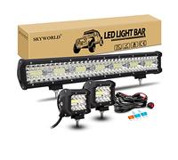 SKYWORLD 8D 50 cm 420W Barre lumineuse led avec 12V faisceau de câblage kit, 2 x 10 cm 60W Phare de Travail led Feux de Travail et pour 4x4 Offroad Véhicule Voiture Camion SUV ATV Hors route