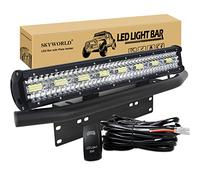 SKYWORLD 8D 59 cm 480W Led Light Barre Rampe Bar avec faisceau de câblage et support de plaque d'immatriculation support Pare-chocs Avant Bar pour 4x4 Voiture Camion SUV Hors Route