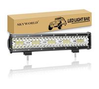 SKYWORLD 8D Barre de Led 4x4, 38 cm 15 pouces 300W Straight Led Light Bar | Triple Rangée 12V 24V Longue Portee Barres Lumineuses Etanche pour Offroad Voiture Véhicule SUV Camion Tracteur Quad Bateau