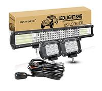 SKYWORLD 9D 50 cm 510W Barre de Led 4x4 Rampe avec 2pcs 10 cm 18W Phare de Travail Led Floodlights Feux de Travail et 12V faisceau de câblage kit pour Offroad Véhicules Voiture camions SUV ATV