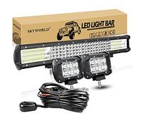 SKYWORLD 9D 50 cm 510W Barre de Led 4x4 Rampe avec 2pcs 10 cm 18W Phare de Travail Led Spotlights Feux de Travail et 12V faisceau de câblage kit pour Offroad Véhicules Voiture camions SUV ATV