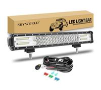 SKYWORLD Barre led 20 pouces 50 cm 288W Rampe bar 4x4 avec 12v faisceau de câblage kit, droit barre lumineuse led pour Tracteur Voiture Camion Bateau Quad Véhicule SUV ATV, 6000K feu antibrouillard