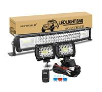 SKYWORLD Barre LED Voiture, 56cm 270W Incurvé Barre Lumineuse LED de Travail Offroad Lampe de Travail, 2 x 10cm 60W Phare de Travail LED feu antibrouillard avec 12V câblage kit Camion Tracteur 4x4