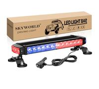 SKYWORLD Barre Lumineuse Clignotante Stroboscopique à LED, 15" 37 cm 30LED Magnétique Feux de d'urgence d'avertissement Rampe de gyrophare 12V 24V pour Voiture Véhicule Camion Remorque, Rouge Bleu