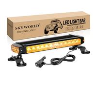 SKYWORLD Barre Lumineuse Clignotante Stroboscopique à LED, 15" 37 cm 30LED Magnétique feux de d'urgence d'avertissement rampe de gyrophare 12V 24V pour Voiture Véhicule Camion Remorque, Ambre