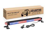 SKYWORLD Barre Lumineuse Clignotante Stroboscopique à LED, 26" 67 cm 54LED Magnétique Feux de d'urgence d'avertissement Rampe de gyrophare 12V 24V pour Voiture Véhicule Camion Remorque, Rouge Bleu