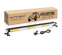 SKYWORLD Barre Lumineuse Clignotante Stroboscopique à LED, 38" 96 cm 78LED Magnétique Feux de d'urgence d'avertissement Rampe de gyrophare 12V 24V pour Voiture Véhicule Camion Remorque, Blanc Ambre
