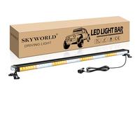 SKYWORLD Barre Lumineuse Clignotante Stroboscopique à LED, 49" 125 cm 102LED Magnétique feux de d'urgence d'avertissement rampe de gyrophare 12V 24V pour Voiture Véhicule Camion Remorque, Blanc Ambre