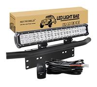 SKYWORLD Barre lumineuse LED, 50,8 cm 126W Spot Flood Combo Faisceau de Travail Lampe de Conduite avec Support de Plaque d'immatriculation Kit de Faisceau de Câblage Camions Voiture ATV SUV 4x4