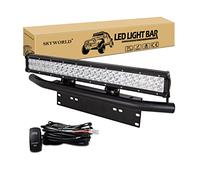 SKYWORLD Etanche Led light barre 12V 59cm 144W avec Faisceau de Câblage kit et support de plaque d'immatriculation, 6000K feux antibrouillard Led pour 4x4 Off Road Camion Véhicule Voiture