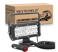 SKYWORLD feux de travail aimanté 7 pouces 18cm 36W phare de travail led avec base magnétique, spot portable lampe 12v 24v pour offroad voiture camions suv 4x4 tracteur bateau