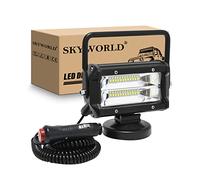 SKYWORLD Feux de Travail Aimantée, 5 Pouces 15 cm 72W Led Floodlights | 12V 24V Rampe Phare Led avec Base Magnétique, Allume Cigare, Projecteur Lumière pour Offroad Voiture Camion SUV 4x4 Tracteur