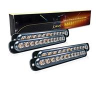 SKYWORLD Feux LED Stroboscopique 4 pièces 12 LED Amber Ultra Mince Led Stroboscope Voiture Avertissement D'urgence Clignotant Strobe Barre lumineuse 12V 24V Feu de freinage stroboscopique Moto