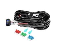 SKYWORLD Kit de faisceau de câblage pour barre lumineuse à LED, 1 câble 12 V, bouton noir, interrupteur marche/arrêt, relais d'alimentation, fusible à lame pour feux hors route, feux de travail LED