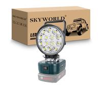 SKYWORLD Lampe de travail LED sans fil pour Bosch 18V, 10 cm 42W Portable Phare de Travail Led, Projecteur Extérieur Rechargeable pour Travaux, Chantier, Garage, Camping, Urgence (Sans Batterie)