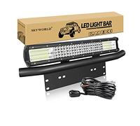 SKYWORLD LED Light Bar, 4 Row 20 pouces 510W Spot Flood Combo Beam Work Lampe de conduite avec support de montage de plaque d'immatriculation Kit de faisceau de câbles pour camion Offroad ATV SUV 4X4