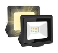 SKYWORLD Projecteurs LED d'extérieur 10 W, lot de 2, blanc chaud, lumière de travail 1000 lm, lumière du jour, lumières de sécurité 4000K, étanche IP66 pour jardin, cour, pelouse, aire de jeux, stade.