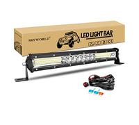 SKYWORLD Slim Led Light Barre 38cm 144W 7D Barre Lumineuse LED de Travail, avec Faisceau de Câblage kit, 12V 24V Phare Feux Antibrouillard LED pour offroad Véhicules Voiture camions 4x4