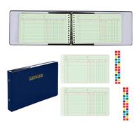 Skyygemm Classeur à anneaux avec 200 feuilles de grand livre de 12,7 x 21,6 cm - Petits onglets pour comptabilité, comptabilité avec colonnes d'équilibre débiteur (couverture bleue, feuilles jaunes)