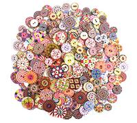 Skyzone 300 pièces Bouton Rond pour Enfants, boutons mercerie 2 Trous en bois pour Couture Artisanat Bricolage Ornement Fait à la Main(15 mm, 20 mm et 25 mm 100 pièces chacun)