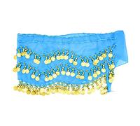 Skyzone Ceinture de Danse du Ventre, écharpes de Hanche de Danse du Ventre avec 128 pièces Costumes de Danse Bleue Jupe de Danseuse du Ventre