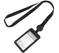 Skyzone porte-carte d'identité en plastique avec lanière tour de cou noir porte-badge d'identification lanière rétractable et porte-carte pour voyage d'affaires bureau école homme femme