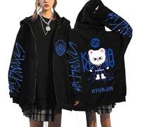 SKZ Veste à capuche Y2K Sweat à capuche pour femme Fan Support Merch Pull avec imprimé Streetwear Mode Style coréen Veste à manches longues Fermeture éclair Sweat-shirts BangChan Lee Know Changbin, A