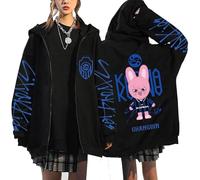 SKZ Veste à capuche Y2K Sweat à capuche pour femme Fan Support Merch Pull avec imprimé Streetwear Mode Style coréen Veste à manches longues Fermeture éclair Sweat-shirts BangChan Lee Know Changbin, A