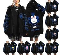 SKZ Veste à capuche Y2K Sweat à capuche pour femme Fan Support Merch Pull avec imprimé Streetwear Mode Style coréen Veste à manches longues Fermeture éclair Sweat-shirts BangChan Lee Know Changbin, A