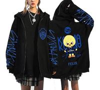 SKZ Veste à capuche Y2K Sweat à capuche pour femme Fan Support Merch Pull avec imprimé Streetwear Mode Style coréen Veste à manches longues Fermeture éclair Sweat-shirts BangChan Lee Know Changbin, A