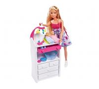 Simba - Steffi Love Et Jumeaux - Poupée Mannequin 29cm - Ventre Amovible - Table à Langer et Accessoires + 2 Bébés Inclus - 105733333