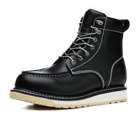 SL-Saint Handmade MOC Toe imperméable Goodyear-Welted bottes passepoilées 6 '' cuir pleine fleur classique (Noir, Adulte, Homme, 48, Numérique, Système Taille Chaussures EU, Moyen)