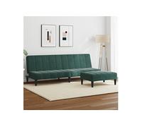 Vidaxl Canapé-Lit À 2 Places Avec Repose-Pied Vert Foncé Velours Vert